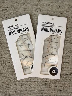 Scratch △ Nail Wraps in White with Black Line Design NEW SEALED